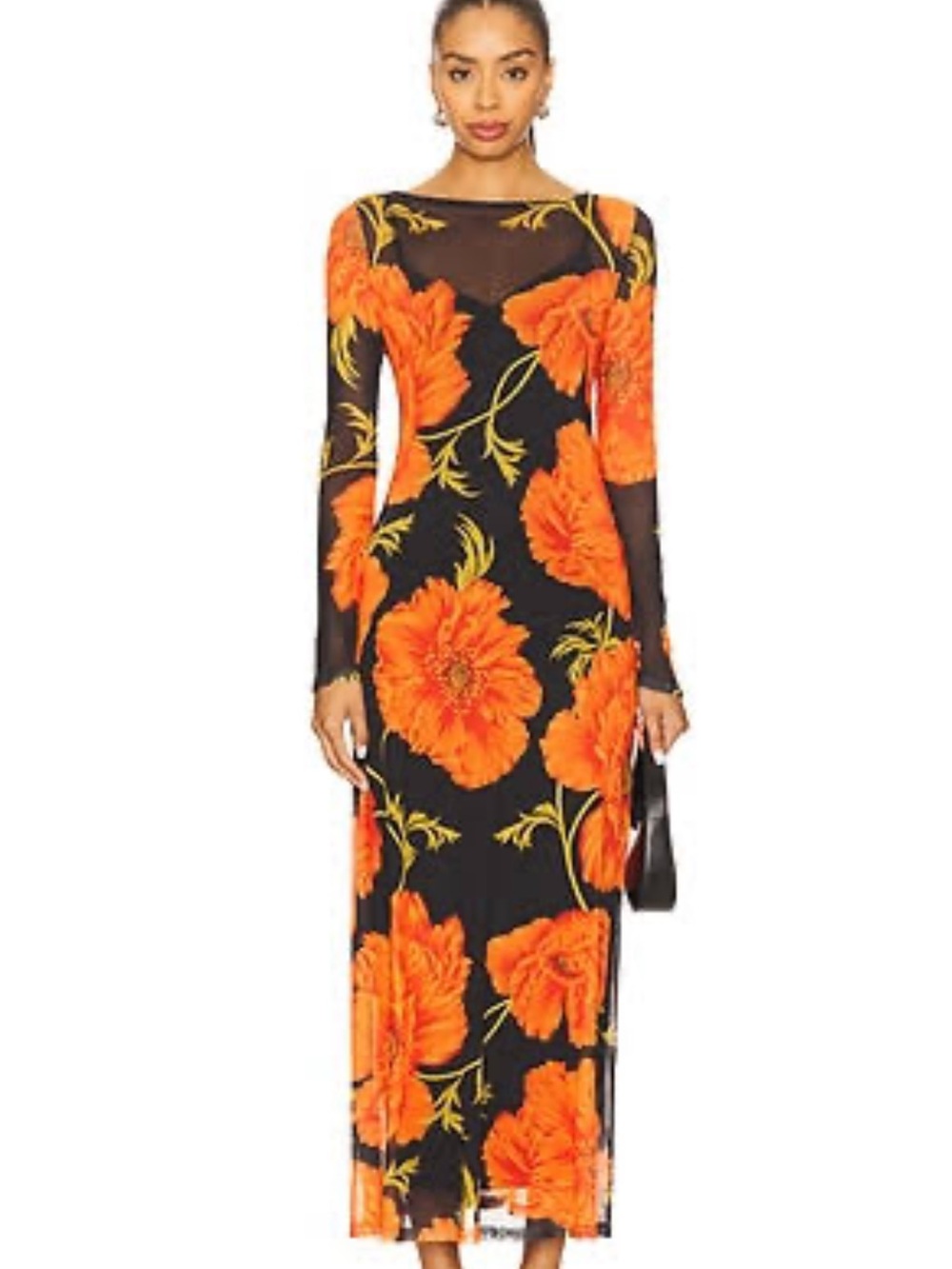 Never Fully Dressed Poppy Mesh Long Sleeve Dress - Floral